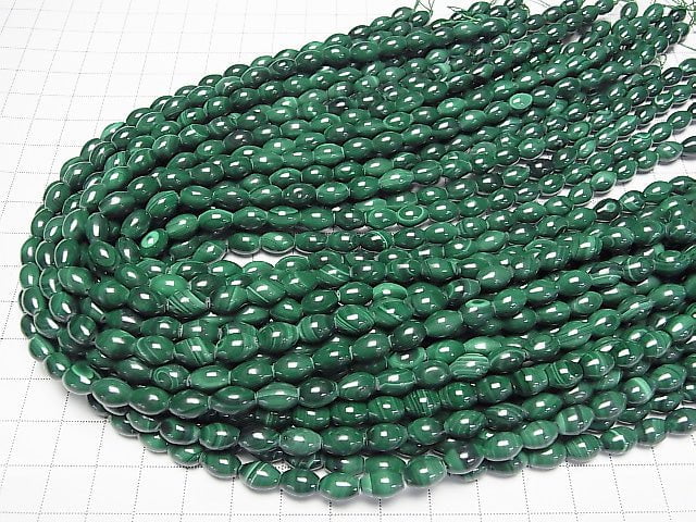 Malachite AAA- Rice 9x6x6mm half or 1strand beads (aprx.15inch/38cm)
