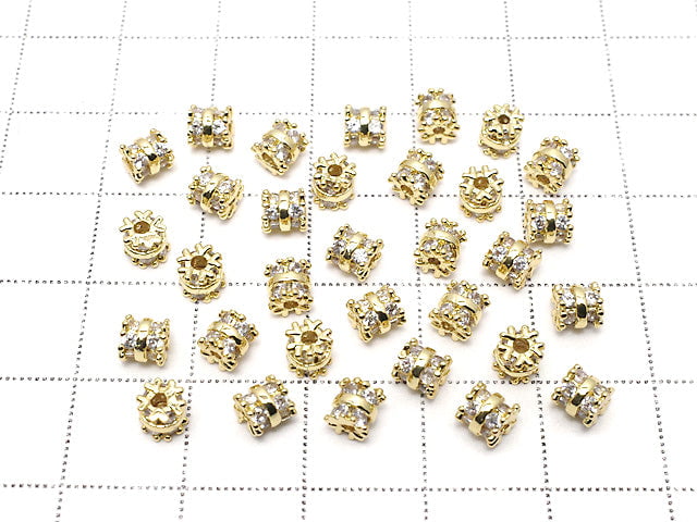 Metal Parts Rondelle 4.5x4.5x4.5mm Gold (with CZ) 2pcs