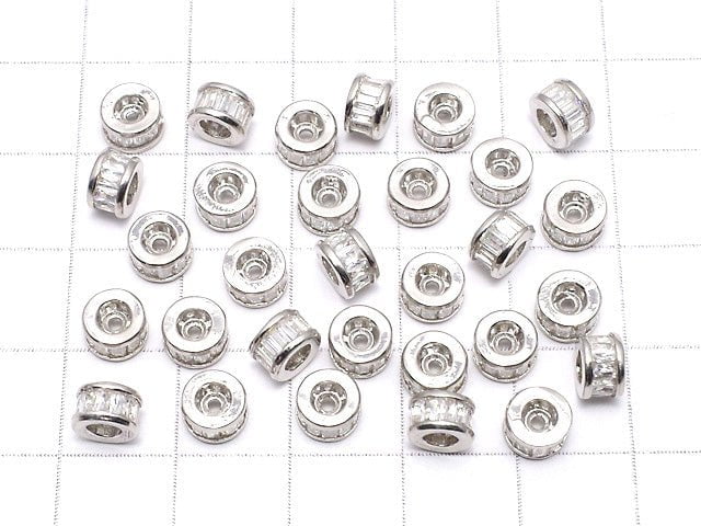 Metal Parts Roundel 6x6x3.5mm Silver with CZ 2pcs $2.99!