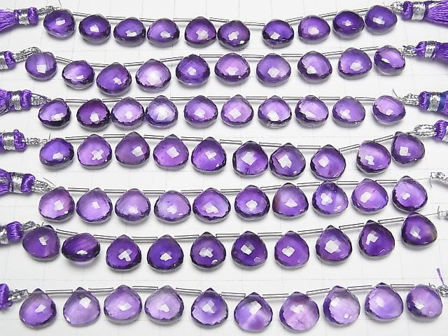 [Video] High Quality Amethyst AAA Chestnut Faceted Briolette 10x10mm half or 1strand (8pcs)