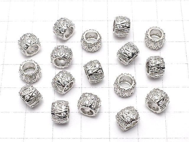 Metal Parts Roundel (Tube) 8 x 8 x 6 mm Silver Color (with CZ) 2 pcs $3.79!