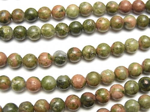 Round, Unakite Gemstone Beads