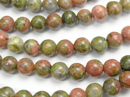 Round, Unakite Gemstone Beads