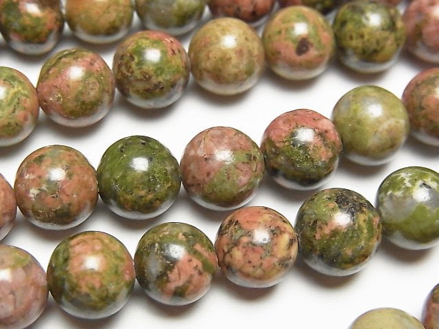 Round, Unakite Gemstone Beads