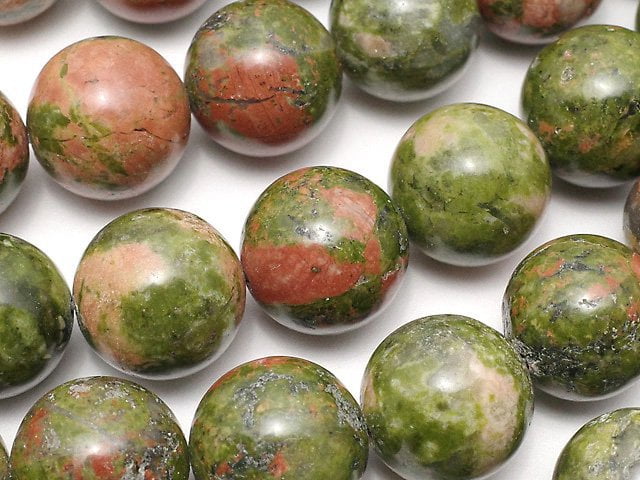 Round, Unakite Gemstone Beads