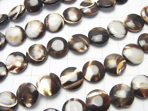 1strand $6.79! Mother of Pearl MOP Brown Coin 12x12x3mm 1strand beads (aprx.15inch / 37cm)