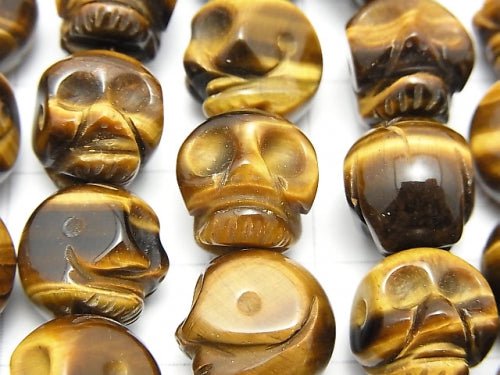 Yellow Tiger's Eye Skull 13mm half or 1strand beads (aprx.15inch / 38cm)