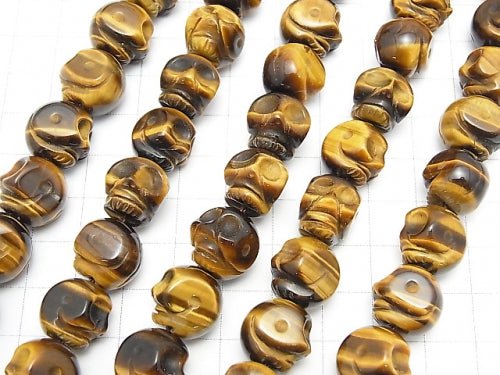 Yellow Tiger's Eye Skull 13mm half or 1strand beads (aprx.15inch / 38cm)