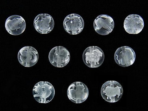 Carving, Crystal Quartz, Round Gemstone Beads