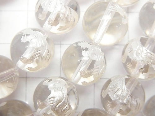 [Video] White! Tiger (Four Divine Beasts) Carving! Crystal AAA Round 10, 12, 14, 16 mm 1/4 or 1strand