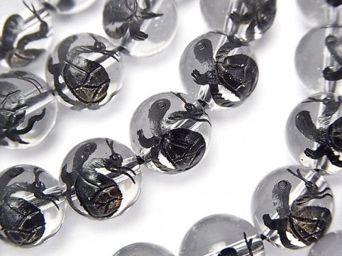 Carving, Crystal Quartz, Round Gemstone Beads