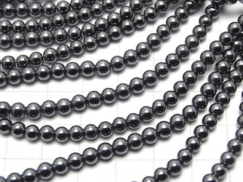 1strand $1.79! Hematite  Round 4mm 1strand beads (aprx.15inch/38cm)