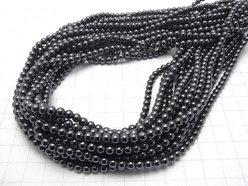 1strand $1.79! Hematite  Round 4mm 1strand beads (aprx.15inch/38cm)