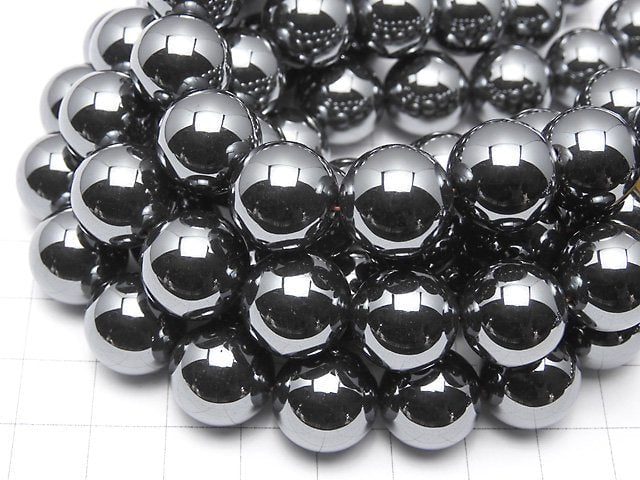 Hematite  Round 14mm half or 1strand beads (aprx.15inch/38cm)