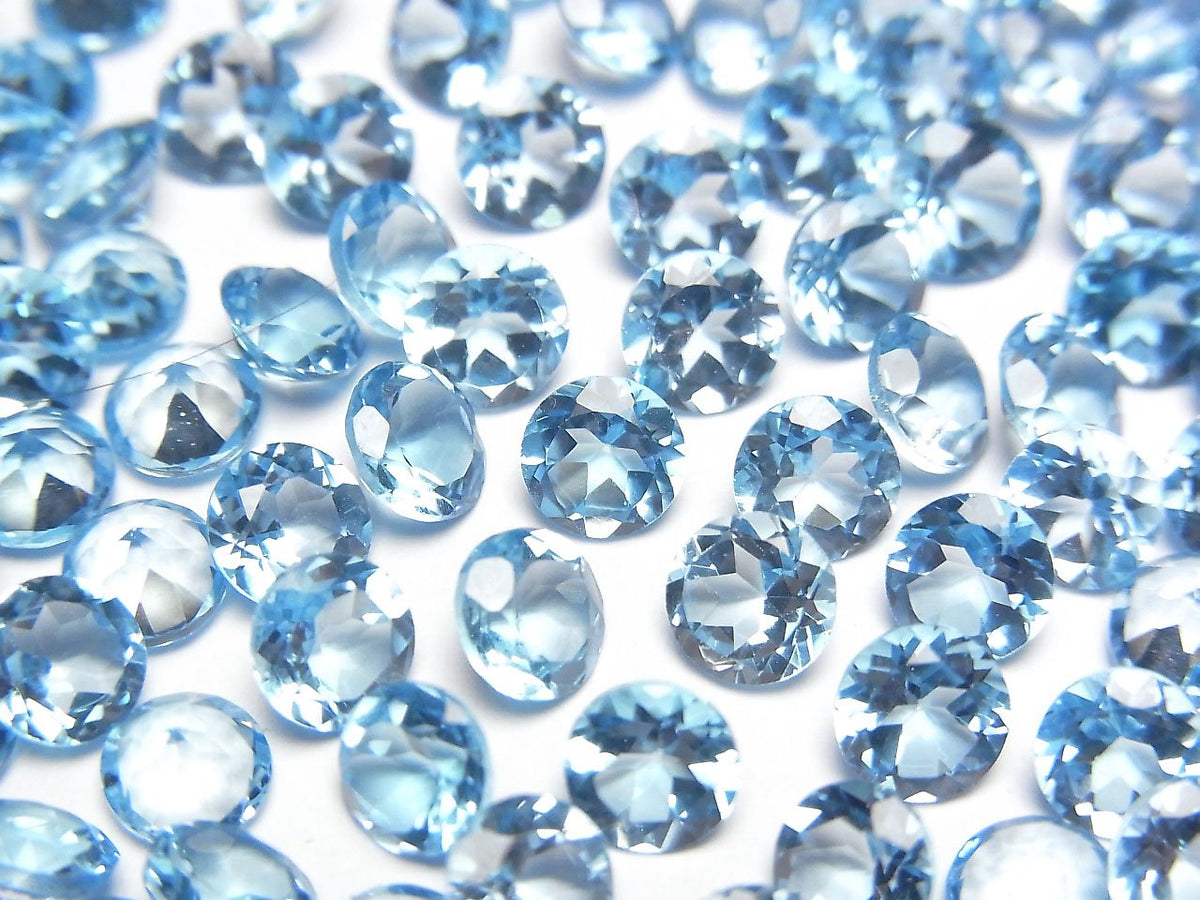 高品質瑞士藍拓帕石 AAA 級圓形刻面裸石 5x5mm 5顆