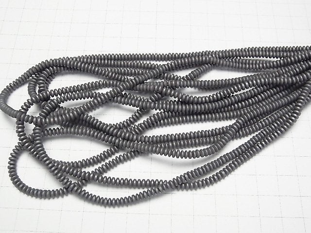 Frosted Hematite Rondelle 4x4x2mm 1strand beads (aprx.15inch/38cm)