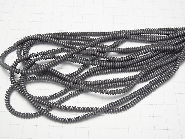 Frosted Hematite Roundel 4x4x2mm 1strand beads (aprx.15inch/38cm)