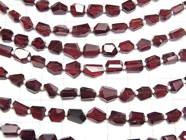 [Video]High Quality Mozambique Garnet AAA- Faceted Nugget 1strand beads (aprx.6inch/16cm)