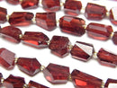[Video]High Quality Mozambique Garnet AAA- Faceted Nugget 1strand beads (aprx.6inch/16cm)