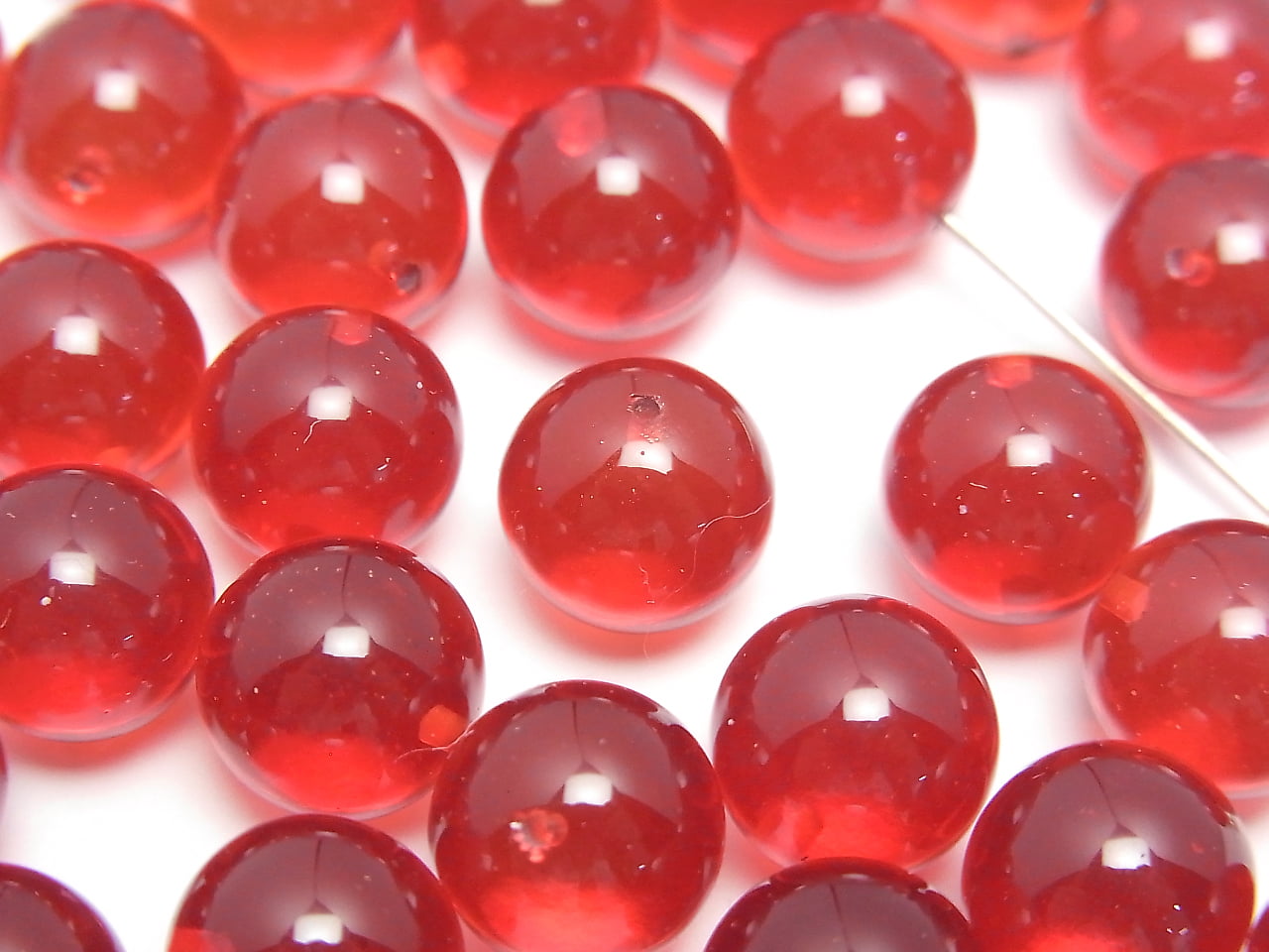 Rote Farbe Bernstein halboffene Bohrung rund 10mm 2 Stück
