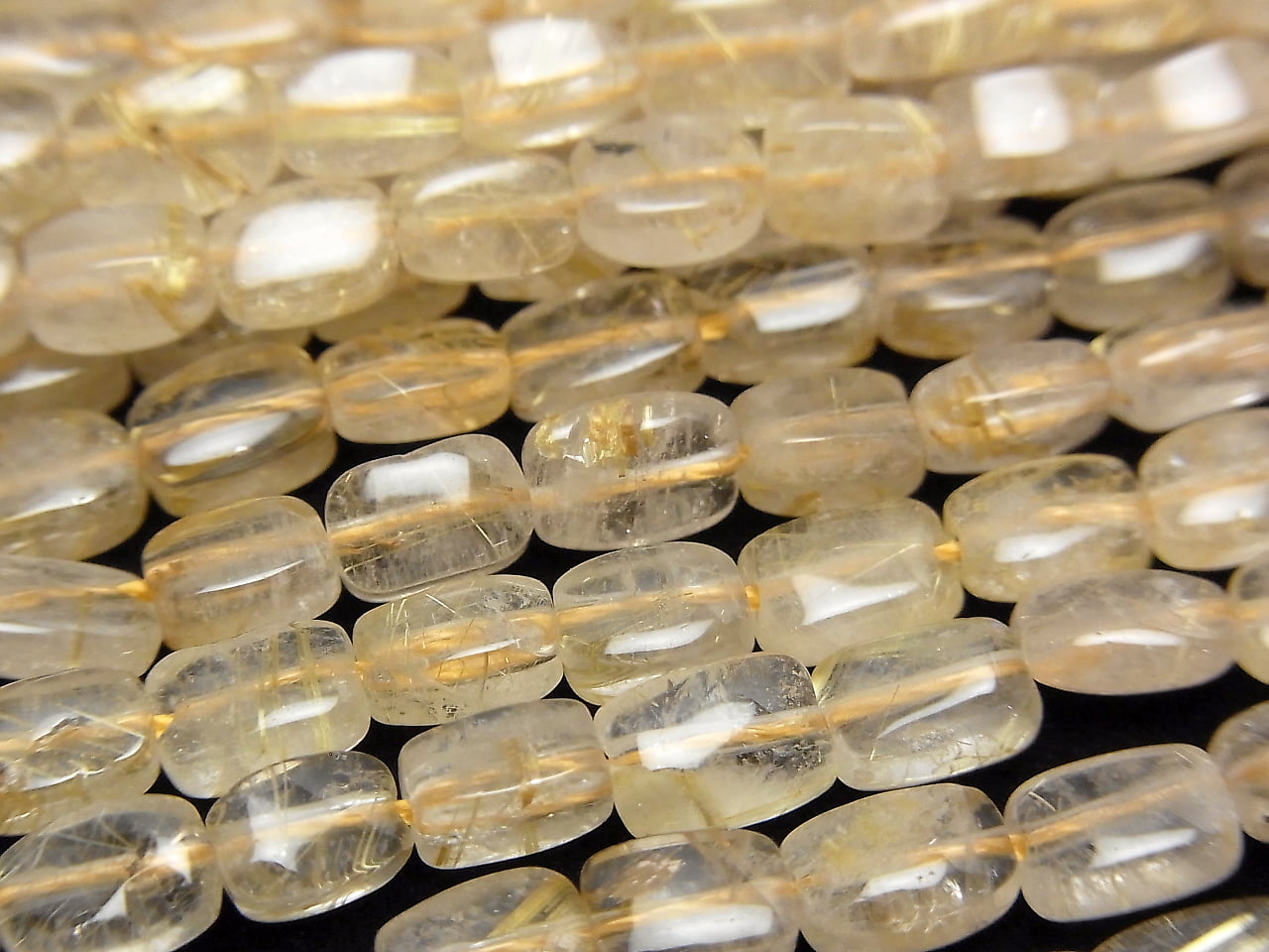 Rutilated Quartz AA+ Rectangle 7x5mm Half or 1strand beads (approx. 15 inches/38 cm)