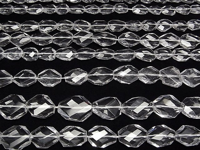 [Video] Crystal AAA- Flat Faceted Nugget 1strand beads (aprx.14inch/34cm)