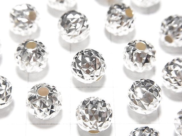 Silver925 Random Round Cut Beads [6mm] [8mm] No coating 3pcs-