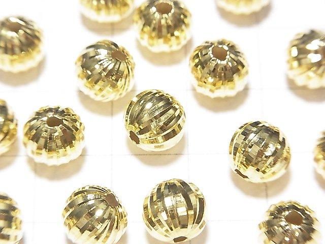Silver 925 Line Carved Round (Corrugated Beads) [6mm][8mm] 18KGP 2pcs