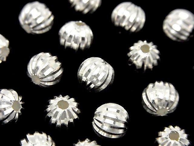 Silver 925 Line Carved Round (Corrugated Beads) [6mm][8mm] No Coating 2pcs