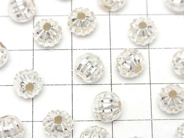 Silver 925 Line Carved Round (Corrugated Beads) [6mm][8mm] No Coating 2pcs