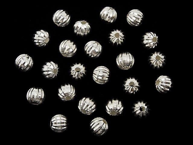 Silver 925 Line Carved Round (Corrugated Beads) [6mm][8mm] No Coating 2pcs