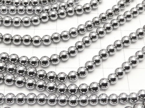 1strand $2.79! Hematite Round 4mm Silver coating 1strand beads (aprx.15inch / 38cm)