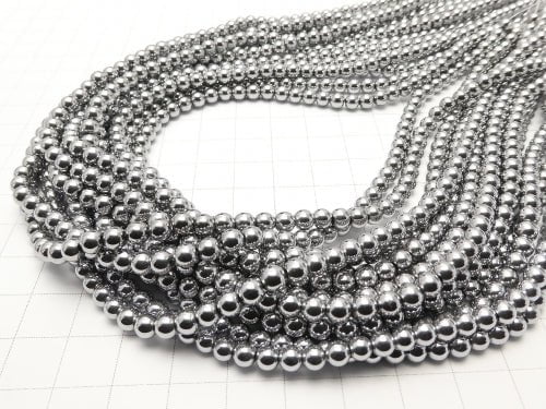 1strand $2.79! Hematite Round 4mm Silver coating 1strand beads (aprx.15inch / 38cm)