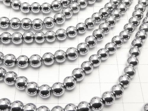 1strand $3.79! Hematite Round 6mm Silver coating 1strand beads (aprx.15inch / 38cm)