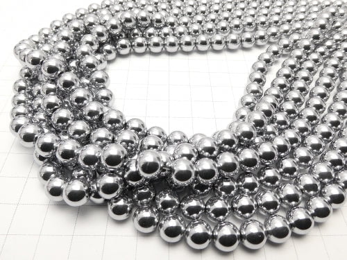 1strand $4.79! Hematite Round 8mm Silver coating 1strand beads (aprx.15inch / 38cm)