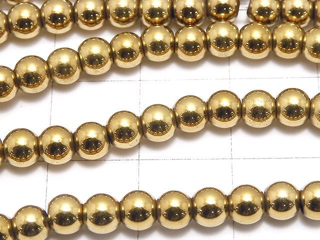 Magnetic! 1strand $3.79! Hematite Round 4mm gold coating 1strand beads (aprx.15inch / 38cm)