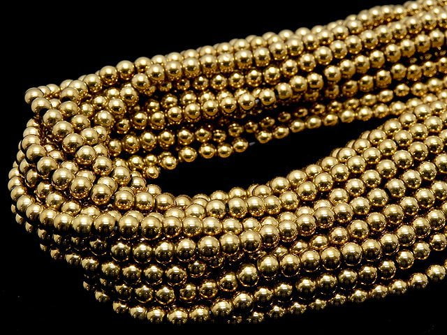 Magnetic! 1strand $3.79! Hematite Round 4mm gold coating 1strand beads (aprx.15inch / 38cm)