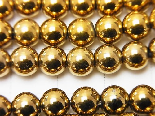 Magnetic! 1strand $3.79! Hematite Round 6mm gold coating 1strand beads (aprx.15inch / 38cm)