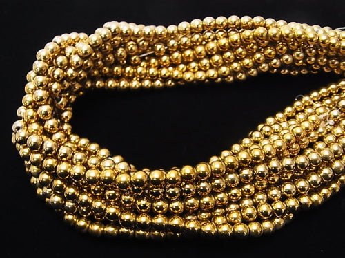 Magnetic! 1strand $3.79! Hematite Round 6mm gold coating 1strand beads (aprx.15inch / 38cm)