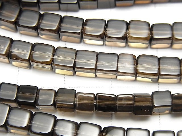 Smoky Quartz AAA Cube 4x4x4mm half or 1strand beads (aprx.15inch/38cm)