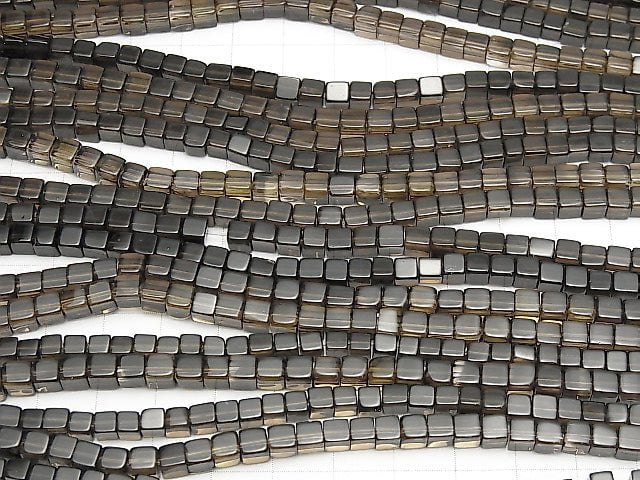 Smoky Quartz AAA Cube 4x4x4mm half or 1strand beads (aprx.15inch/38cm)