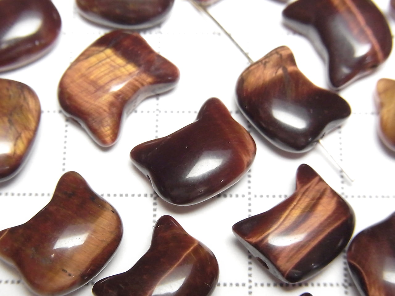 Roter Tigerauge AA+ Katzenmotiv 10x12mm [Horizontales Loch] 3Stk