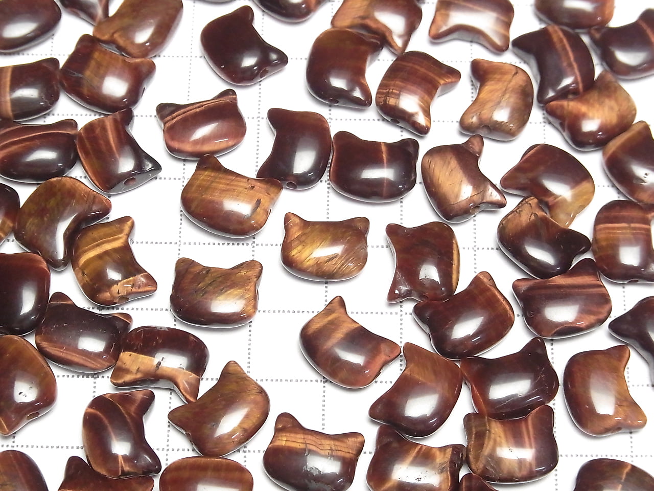 Roter Tigerauge AA+ Katzenmotiv 10x12mm [Horizontales Loch] 3Stk