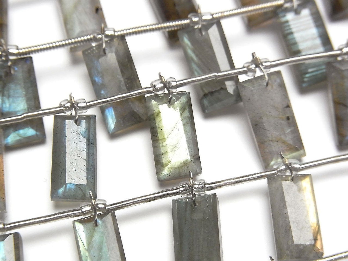 Perles un rang labradorite qualité supérieure AA++ forme rectangulaire à facettes (8 perles)