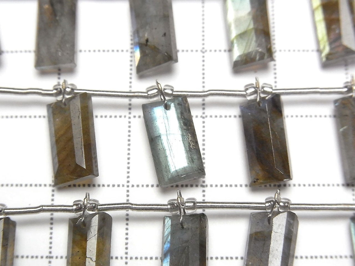 Perles un rang labradorite qualité supérieure AA++ forme rectangulaire à facettes (8 perles)