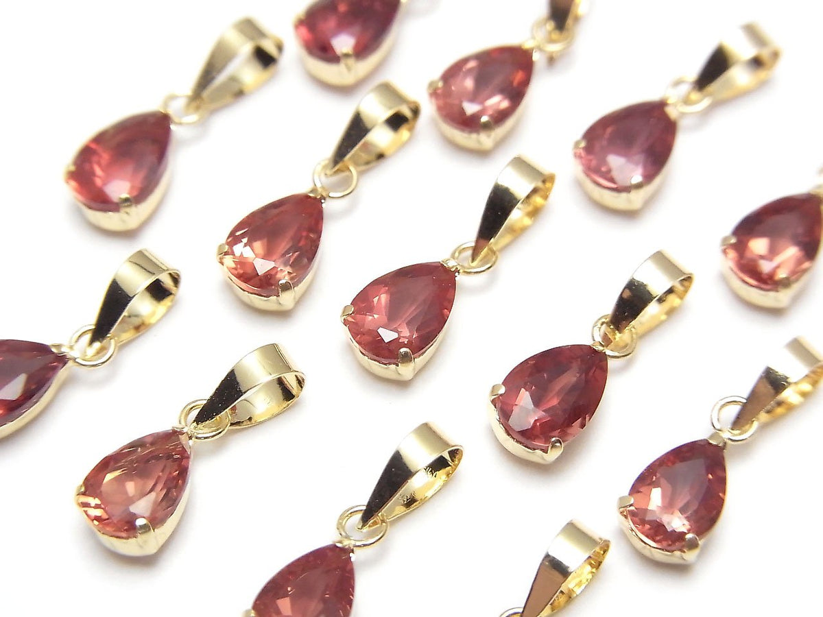 [Japon] Pendentif en andésine AAA facettée, forme poire, 6x4mm, de haute qualité [Or jaune 18K] 1 pièce