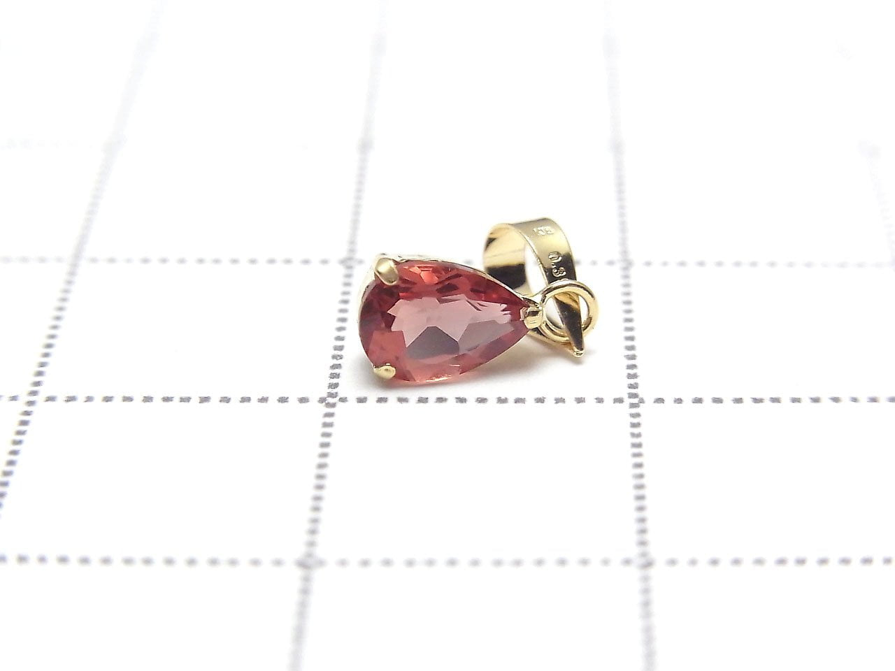 [Japon] Pendentif en andésine AAA facettée, forme poire, 6x4mm, de haute qualité [Or jaune 18K] 1 pièce