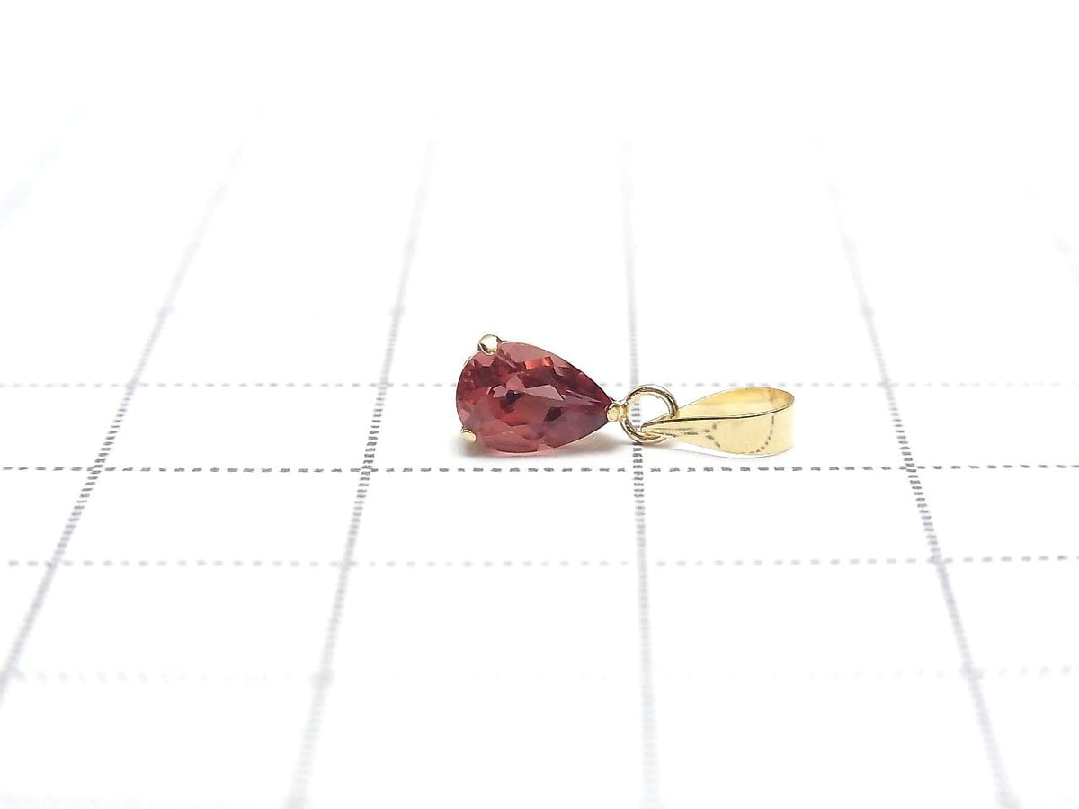 [Japon] Pendentif en andésine AAA facettée, forme poire, 6x4mm, de haute qualité [Or jaune 18K] 1 pièce