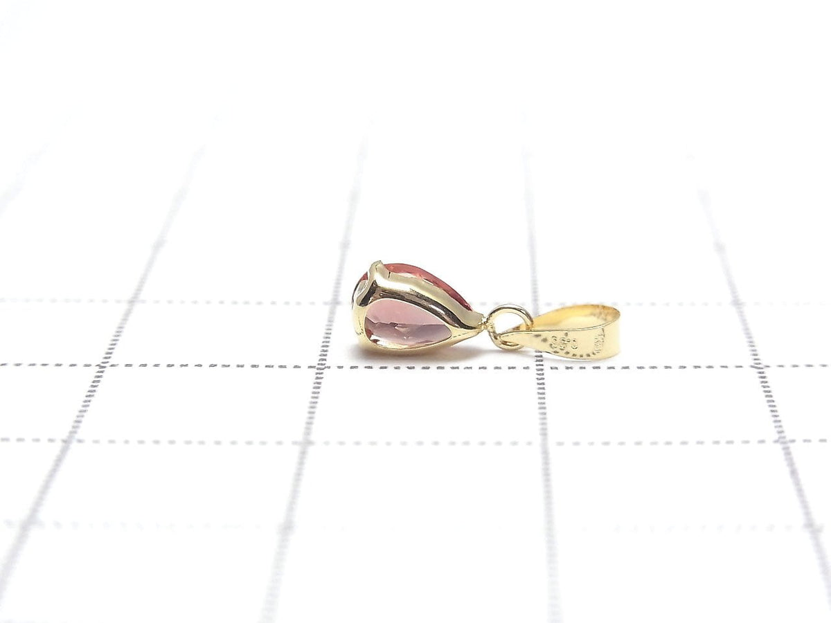 [Japon] Pendentif en andésine AAA facettée, forme poire, 6x4mm, de haute qualité [Or jaune 18K] 1 pièce