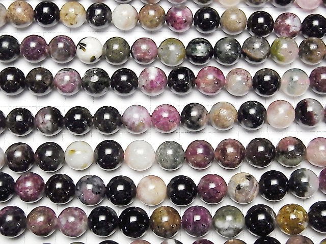 [Video] Multi color Tourmaline AA+ Round 10mm half or 1strand beads (aprx.15inch/38cm)